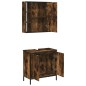 vidaXL Set de muebles baño 2 pzas madera contrachapada roble ahumado vidaXL Set de muebles baño 2 pzas madera contrachapada roble ahumado