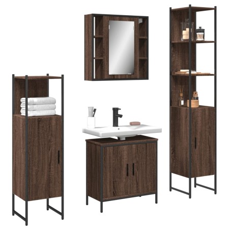 vidaXL Set de muebles de baño 4 pzas madera contrachapada marrón roble