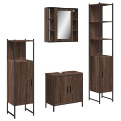 vidaXL Set de muebles de baño 4 pzas madera contrachapada marrón roble