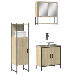 vidaXL Set de muebles de baño 3 pzas madera contrachapada roble Sonoma