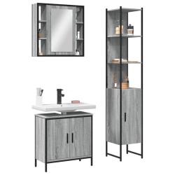 vidaXL Set de muebles de baño 3 pzas madera contrachapada gris sonoma
