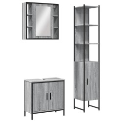 vidaXL Set de muebles de baño 3 pzas madera contrachapada gris sonoma