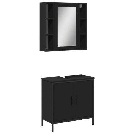 vidaXL Juego de muebles de baño 2 pzas madera contrachapada negro
