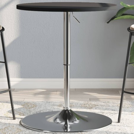 vidaXL Mesa alta de bar madera ingeniería y acero negra 60x60x90 cm