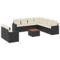 vidaXL Set de sofás de jardín 10 pzas cojines ratán sintético negro vidaXL Set de sofás de jardín 10 pzas cojines ratán sintético negro