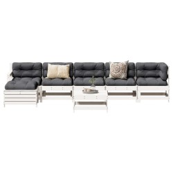 vidaXL Juego de muebles de jardín 7 pzas madera maciza de pino blanco
