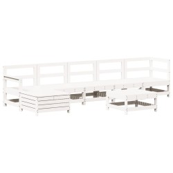 vidaXL Juego de muebles de jardín 7 pzas madera maciza de pino blanco