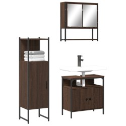 vidaXL Set de muebles baño 3 pzas madera contrachapada roble marrón