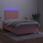 vidaXL Cama box spring con colchón y LED terciopelo rosa 120x190 cm vidaXL Cama box spring con colchón y LED terciopelo rosa 120x190 cm