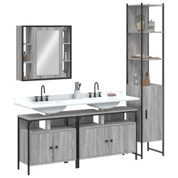vidaXL Set de armario de baño 4 pzas madera contrachapada gris sonoma