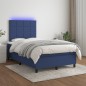 vidaXL Cama box spring con colchón y luces LED tela azul 120x190 cm vidaXL Cama box spring con colchón y luces LED tela azul 120x190 cm