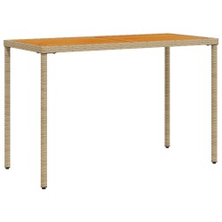vidaXL Mesa de jardín superficie de madera ratán PE beige 115x54x74 cm