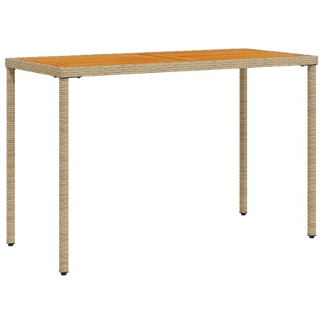 vidaXL Mesa de jardín superficie de madera ratán PE beige 115x54x74 cm