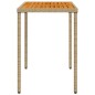 vidaXL Mesa de jardín superficie de madera ratán PE beige 115x54x74 cm