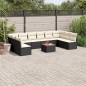 vidaXL Set de sofás de jardín 11 pzas y cojines ratán sintético negro vidaXL Set de sofás de jardín 11 pzas y cojines ratán sintético negro