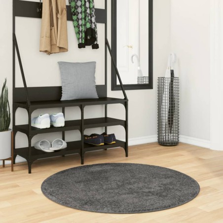 vidaXL Alfombra de pelo corto OVIEDO gris antracita Ø 100 cm