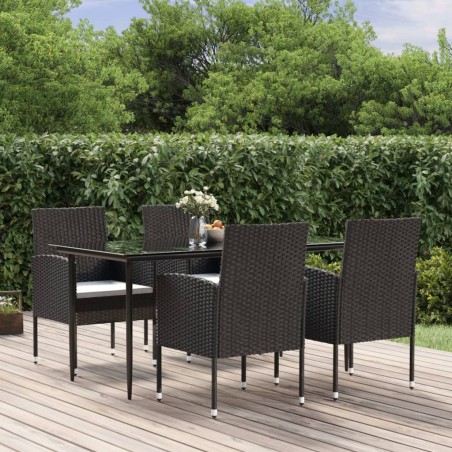 vidaXL Set de muebles jardín 5 pzas con cojines ratán sintético negro