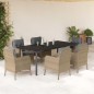 vidaXL Set comedor de jardín 7 pzas con cojines ratán sintético beige vidaXL Set comedor de jardín 7 pzas con cojines ratán sintético beige