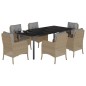 vidaXL Set comedor de jardín 7 pzas con cojines ratán sintético beige vidaXL Set comedor de jardín 7 pzas con cojines ratán sintético beige