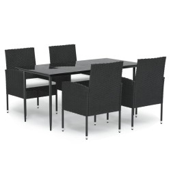 vidaXL Set de muebles jardín 5 pzas con cojines ratán sintético negro
