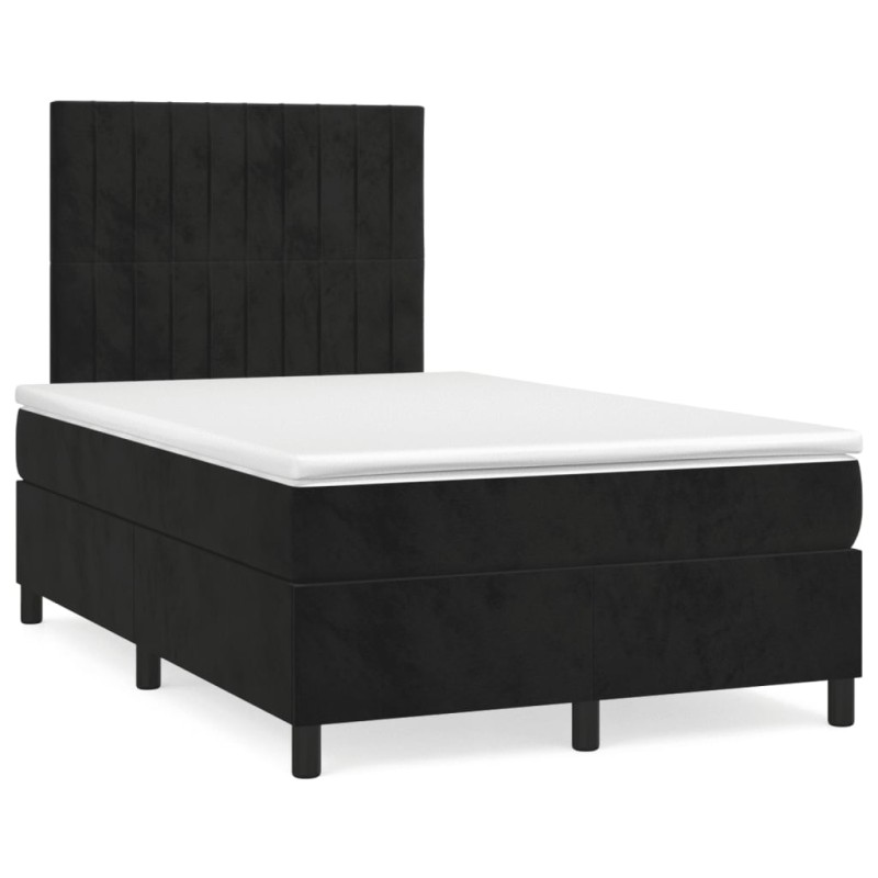 vidaXL Cama box spring con colchón y LED terciopelo negro 120x190 cm vidaXL Cama box spring con colchón y LED terciopelo negro 120x190 cm
