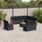 vidaXL Set de sofás de jardín 12 piezas cojines ratán sintético negro vidaXL Set de sofás de jardín 12 piezas cojines ratán sintético negro