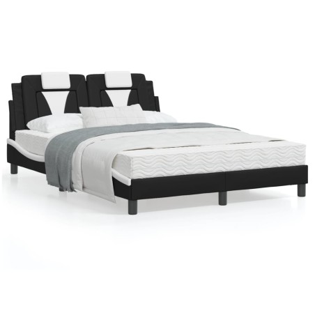 vidaXL Estructura cama cabecero cuero sintético negro blanco 120x200cm