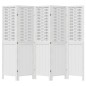 vidaXL Biombo separador de 5 paneles madera maciza Paulownia blanco