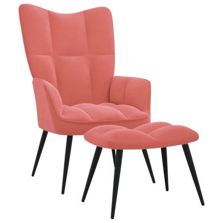 vidaXL Silla de relajación con reposapiés terciopelo rosa
