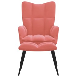vidaXL Silla de relajación con reposapiés terciopelo rosa