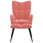 vidaXL Silla de relajación con reposapiés terciopelo rosa vidaXL Silla de relajación con reposapiés terciopelo rosa