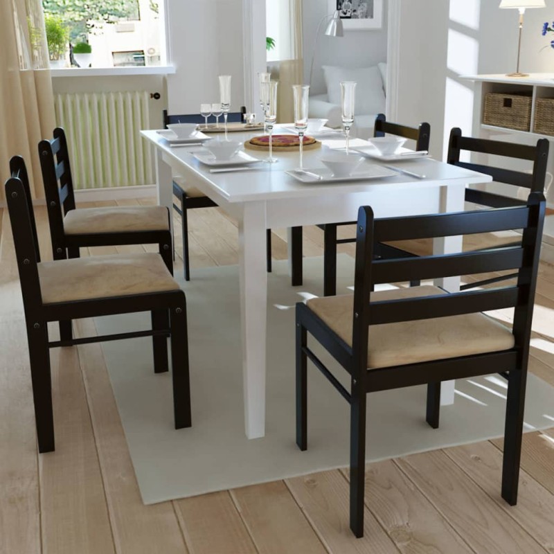 vidaXL Sillas de comedor 6 unidades madera maciza y terciopelo marrón vidaXL Sillas de comedor 6 unidades madera maciza y terciopelo marrón