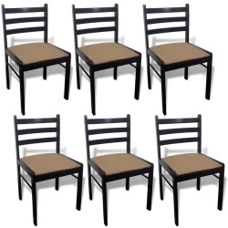 vidaXL Sillas de comedor 6 unidades madera maciza y terciopelo marrón