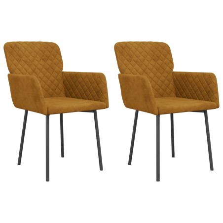 vidaXL Sillas de comedor 2 unidades terciopelo marrón