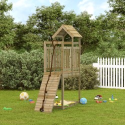 vidaXL Casa de juegos con pared escalada de madera impregnada de pino