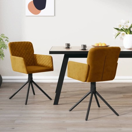 vidaXL Sillas de comedor giratorias 2 unidades terciopelo marrón