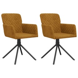 vidaXL Sillas de comedor giratorias 2 unidades terciopelo marrón