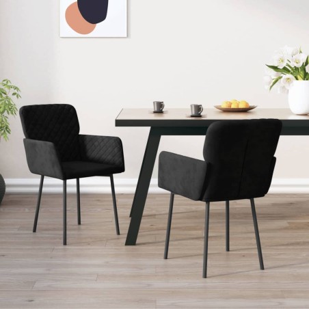 vidaXL Sillas de comedor 2 unidades terciopelo negro