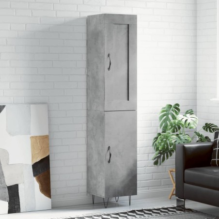 vidaXL Aparador de madera contrachapada gris hormigón 34,5x34x180 cm