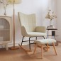 vidaXL Silla mecedora con reposapiés tela color crema vidaXL Silla mecedora con reposapiés tela color crema