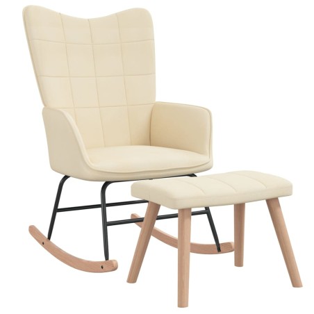 vidaXL Silla mecedora con reposapiés tela color crema