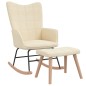 vidaXL Silla mecedora con reposapiés tela color crema vidaXL Silla mecedora con reposapiés tela color crema