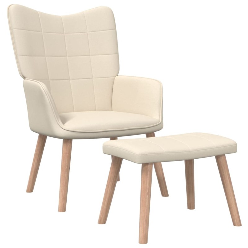vidaXL Sillón de relax con reposapiés de tela color crema vidaXL Sillón de relax con reposapiés de tela color crema