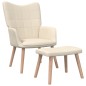 vidaXL Sillón de relax con reposapiés de tela color crema vidaXL Sillón de relax con reposapiés de tela color crema