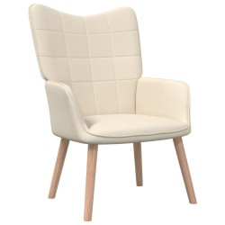 vidaXL Sillón de relax con reposapiés de tela color crema