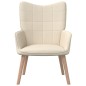 vidaXL Sillón de relax con reposapiés de tela color crema vidaXL Sillón de relax con reposapiés de tela color crema