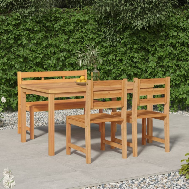 vidaXL Juego de comedor para jardín 4 piezas madera maciza de teca vidaXL Juego de comedor para jardín 4 piezas madera maciza de teca