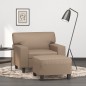 vidaXL Sillón con taburete cuero sintético color capuchino 60 cm vidaXL Sillón con taburete cuero sintético color capuchino 60 cm