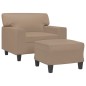vidaXL Sillón con taburete cuero sintético color capuchino 60 cm vidaXL Sillón con taburete cuero sintético color capuchino 60 cm