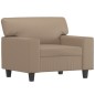 vidaXL Sillón con taburete cuero sintético color capuchino 60 cm vidaXL Sillón con taburete cuero sintético color capuchino 60 cm